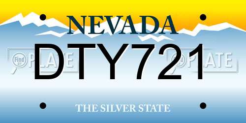 DTY721 Nevada License Plate