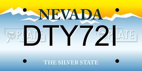 DTY72I Nevada License Plate