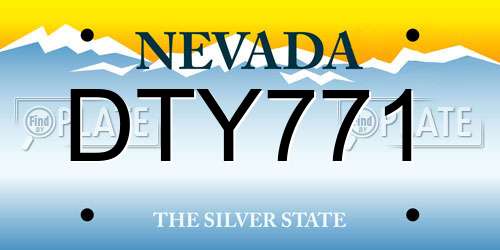 DTY771 Nevada License Plate