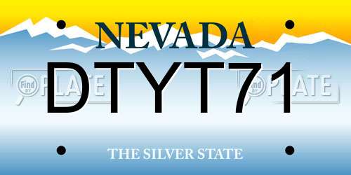DTYT71 Nevada License Plate