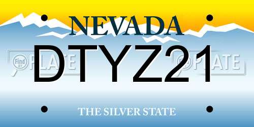 DTYZ21 Nevada License Plate