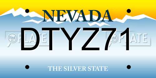 DTYZ71 Nevada License Plate