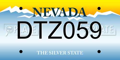 DTZ059 Nevada License Plate