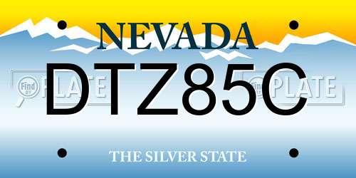 DTZ85C Nevada License Plate