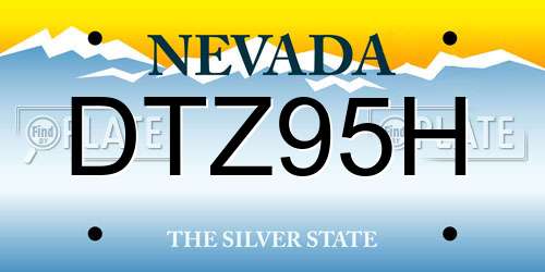 DTZ95H Nevada License Plate