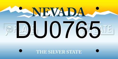DU0765 Nevada License Plate