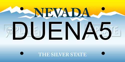 DUENA5 Nevada License Plate