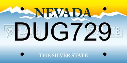 DUG729 Nevada License Plate