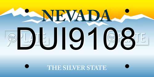 DUI9108 Nevada License Plate