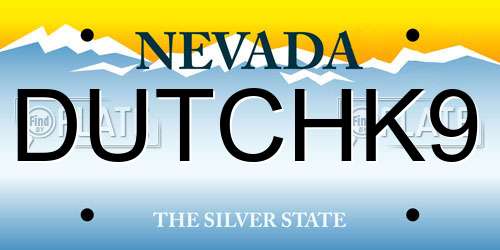 DUTCHK9 Nevada License Plate