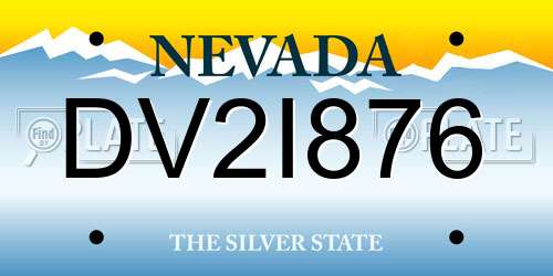 DV2I876 Nevada License Plate