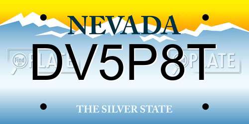 DV5P8T Nevada License Plate