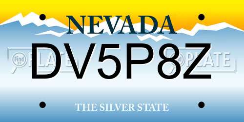 DV5P8Z Nevada License Plate