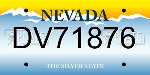 DV71876 Nevada License Plate