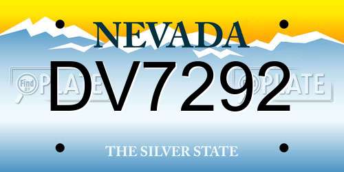 DV7292 Nevada License Plate