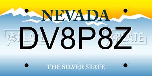 DV8P8Z Nevada License Plate