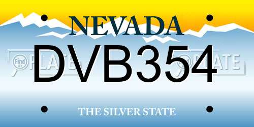 DVB354 Nevada License Plate