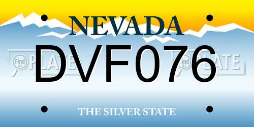 DVF076 Nevada License Plate