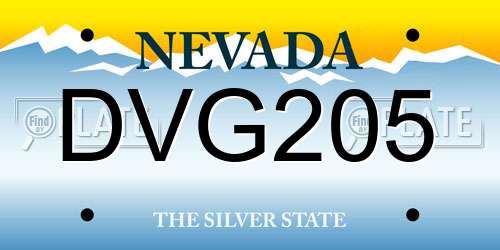 DVG205 Nevada License Plate