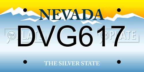 DVG617 Nevada License Plate