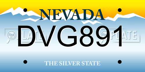DVG891 Nevada License Plate