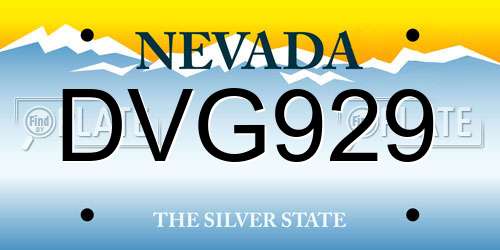 DVG929 Nevada License Plate