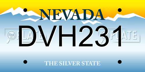 DVH231 Nevada License Plate