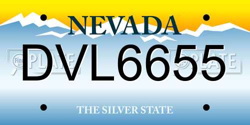 DVL6655 Nevada License Plate