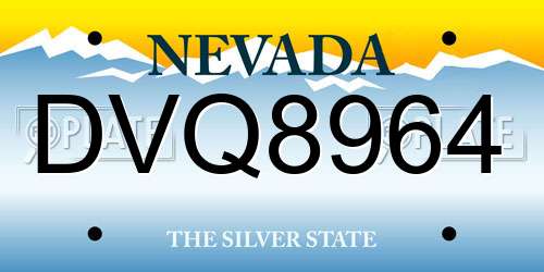 DVQ8964 Nevada License Plate