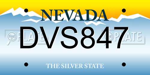 DVS847 Nevada License Plate