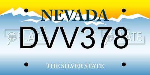DVV378 Nevada License Plate