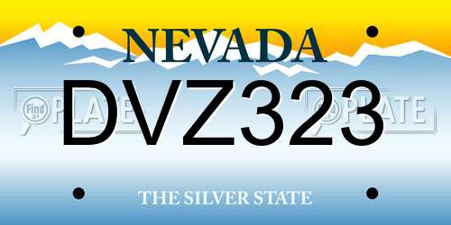 DVZ323 Nevada License Plate