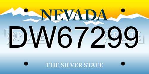 DW67299 Nevada License Plate