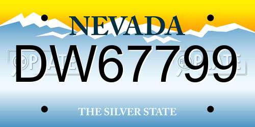 DW67799 Nevada License Plate
