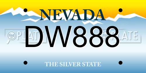 DW888 Nevada License Plate