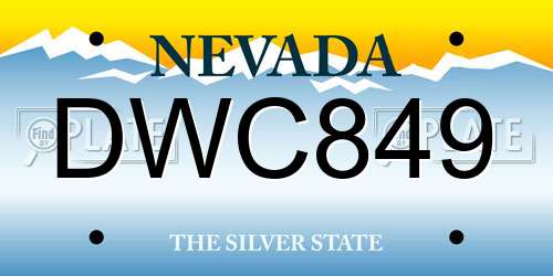 DWC849 Nevada License Plate