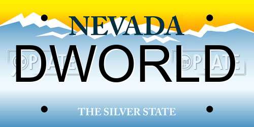 DWORLD Nevada License Plate