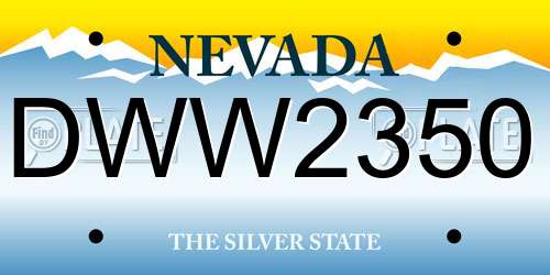 DWW2350 Nevada License Plate