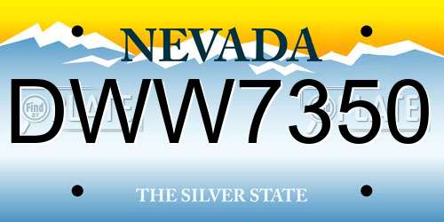 DWW7350 Nevada License Plate