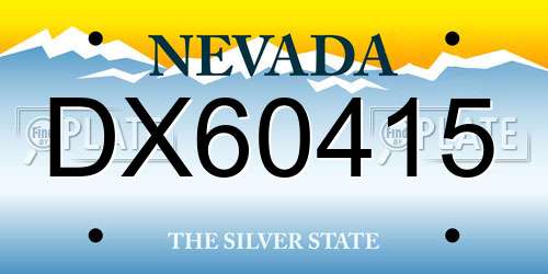 DX60415 Nevada License Plate