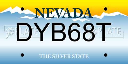 DYB68T Nevada License Plate