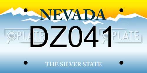 DZ041 Nevada License Plate