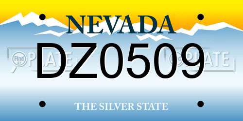 DZ0509 Nevada License Plate