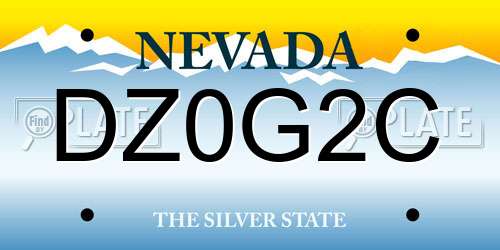 DZ0G2C Nevada License Plate