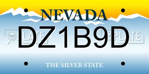 DZ1B9D Nevada License Plate