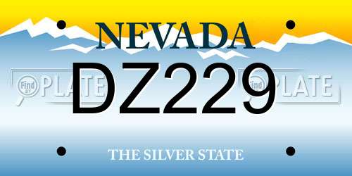 DZ229 Nevada License Plate