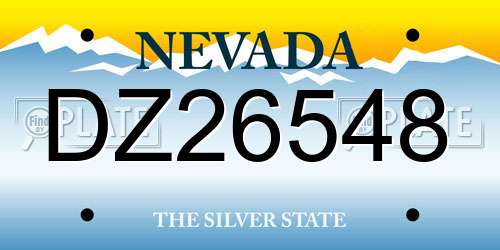 DZ26548 Nevada License Plate