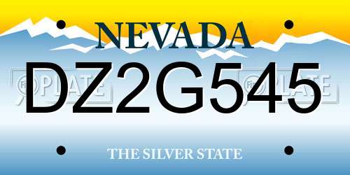 DZ2G545 Nevada License Plate