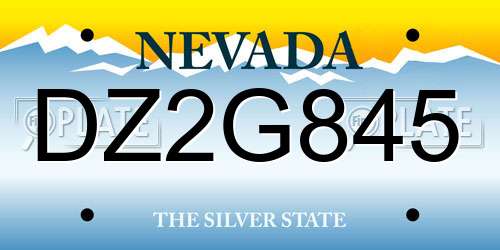 DZ2G845 Nevada License Plate