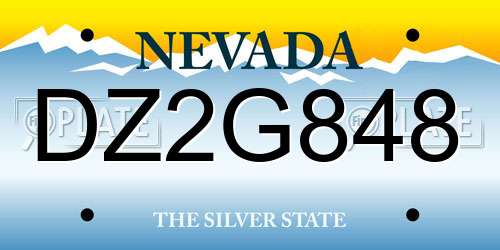 DZ2G848 Nevada License Plate